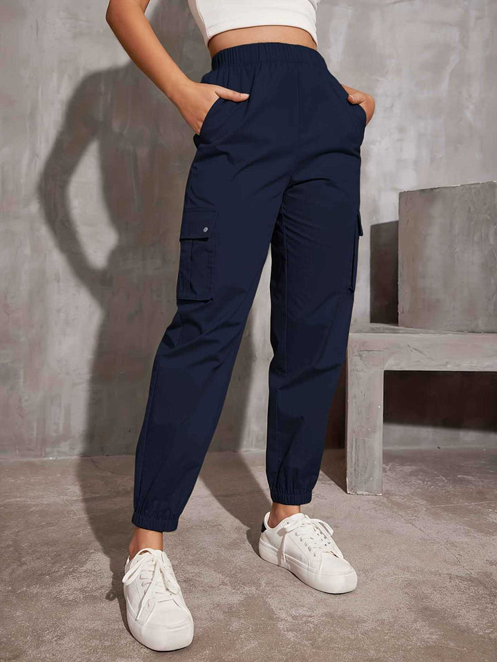 Women's tapered cargo pants navy blue
