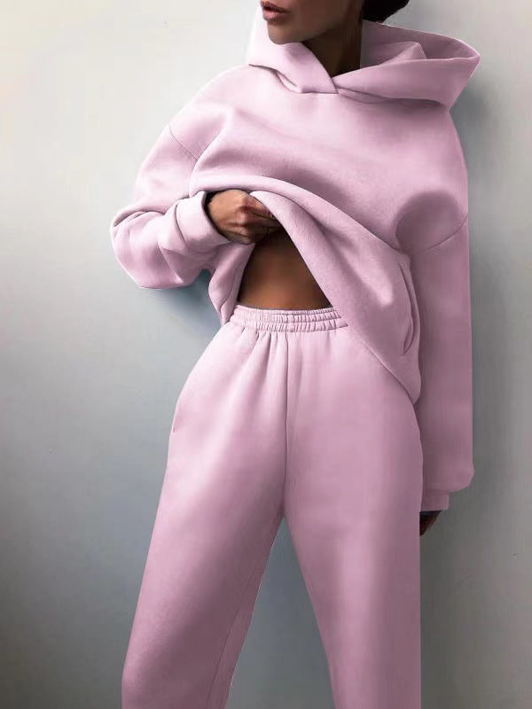 Women's zip-up jacket and jogger sweatsuit set in pink