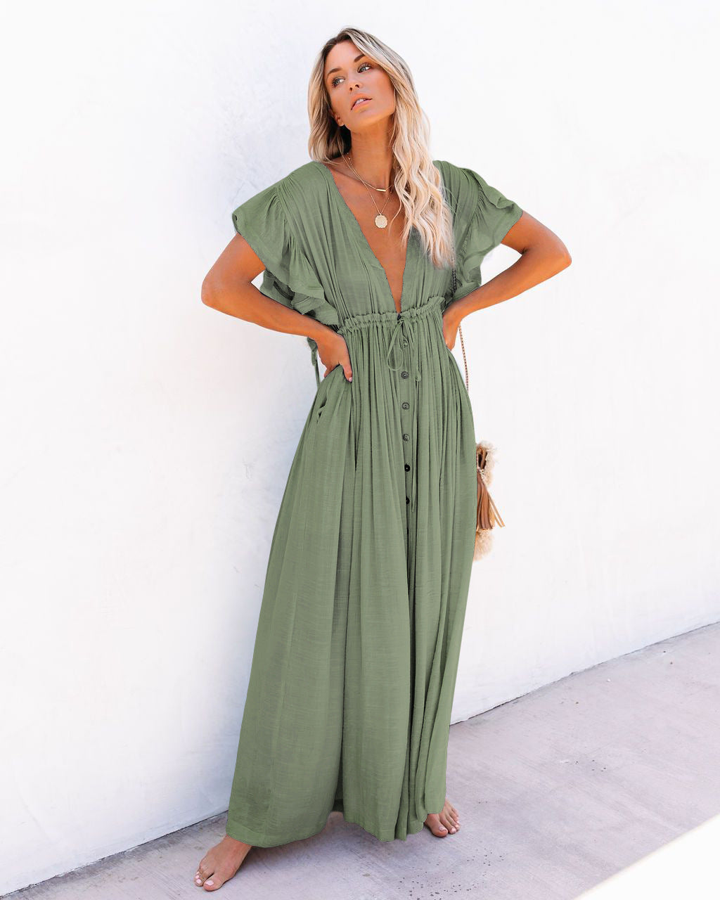 Boho Wrap Beach Cover-Up - Light Green