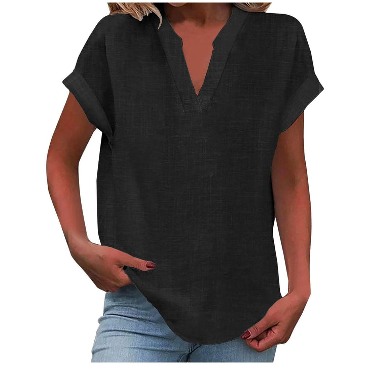 Relaxed V-Neck Blouse - Black