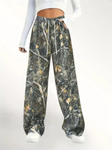 Women's Camouflage Cargo Pants with Drawstring Waist for Fall