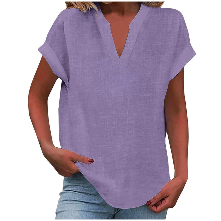 Relaxed V-Neck Blouse - Light Purple