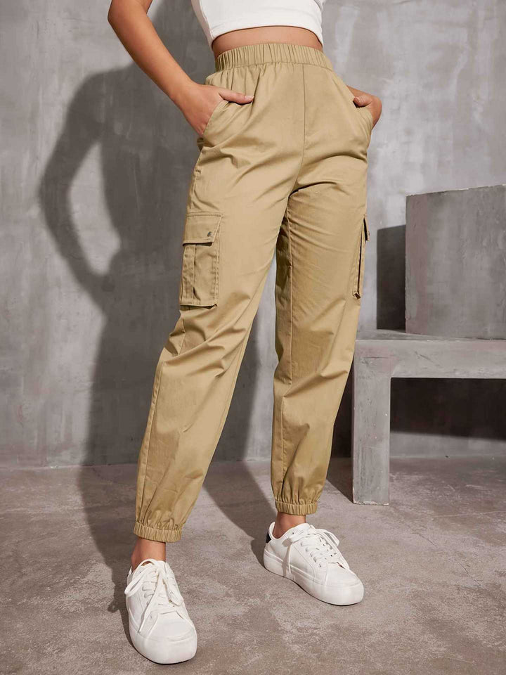 Women's tapered cargo pants khaki