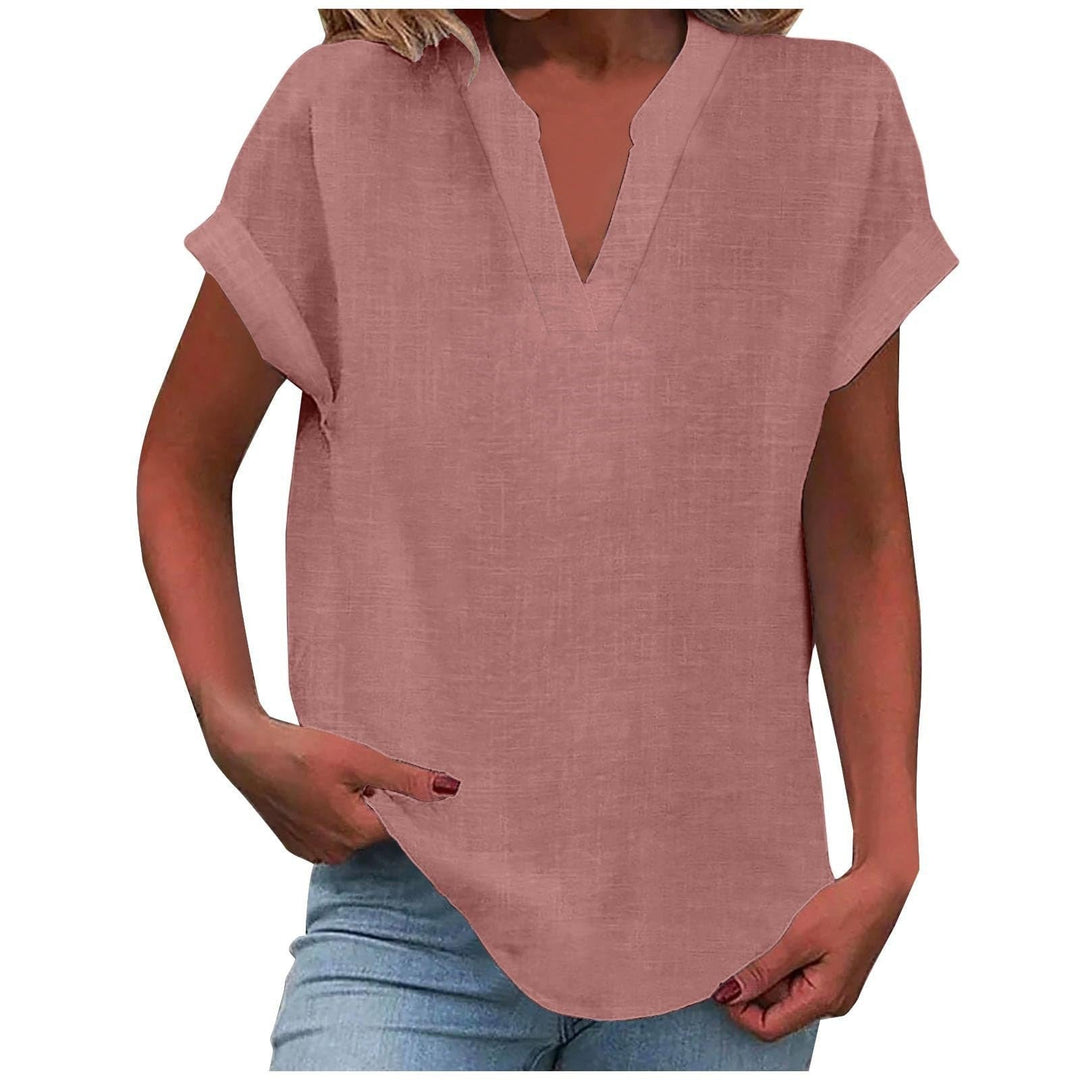 Relaxed V-Neck Blouse - Pink