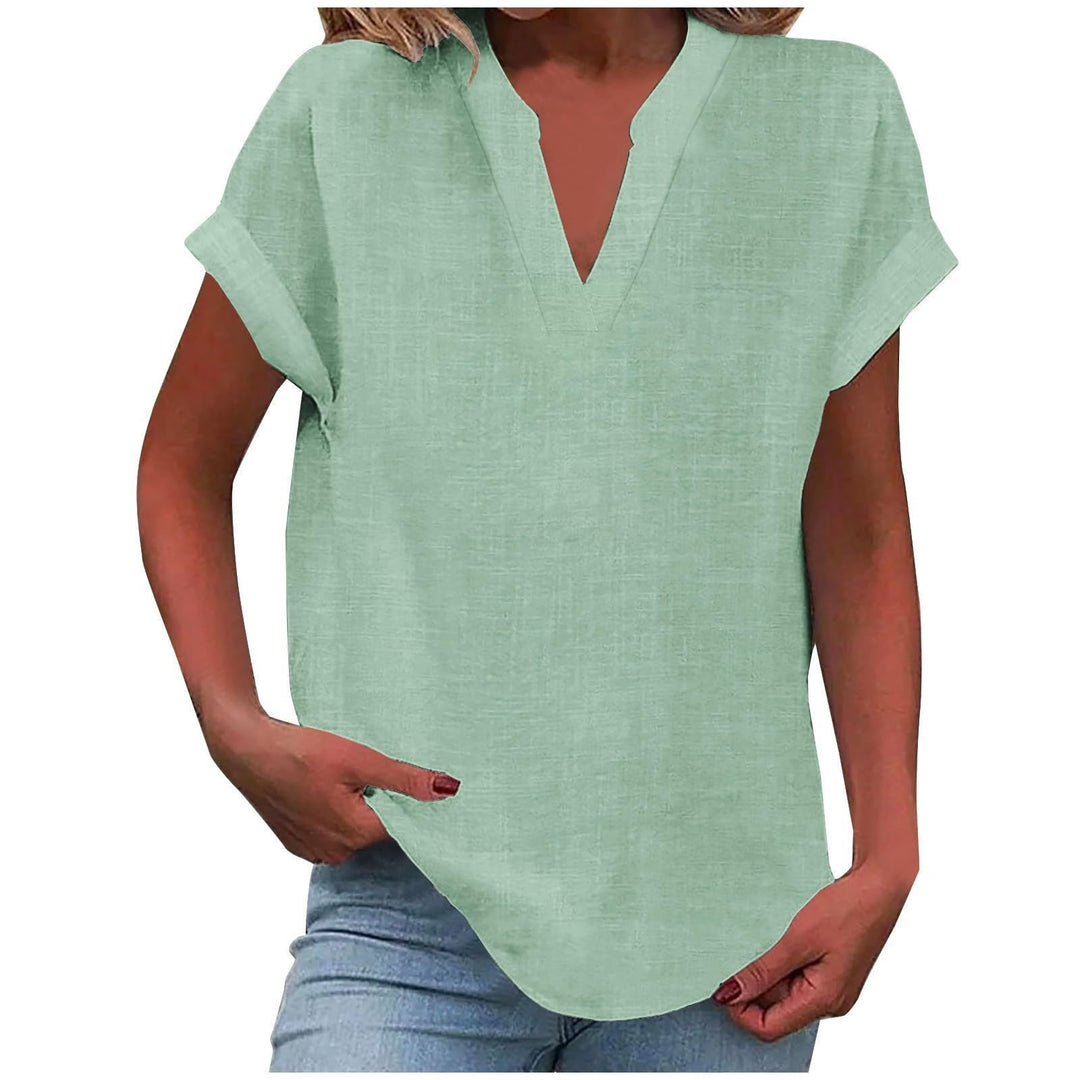 Relaxed V-Neck Blouse - Light Green