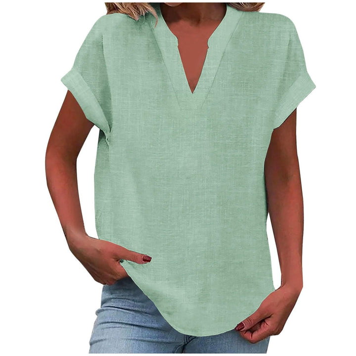Relaxed V-Neck Blouse - Light Green