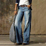 Women's Vintage Wide Leg Denim Jeans for Fall