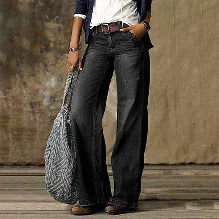 Women's vintage wide leg denim jeans grey
