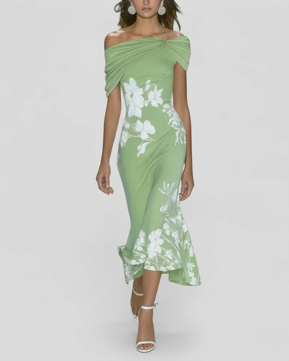Off-Shoulder Floral Midi Dress