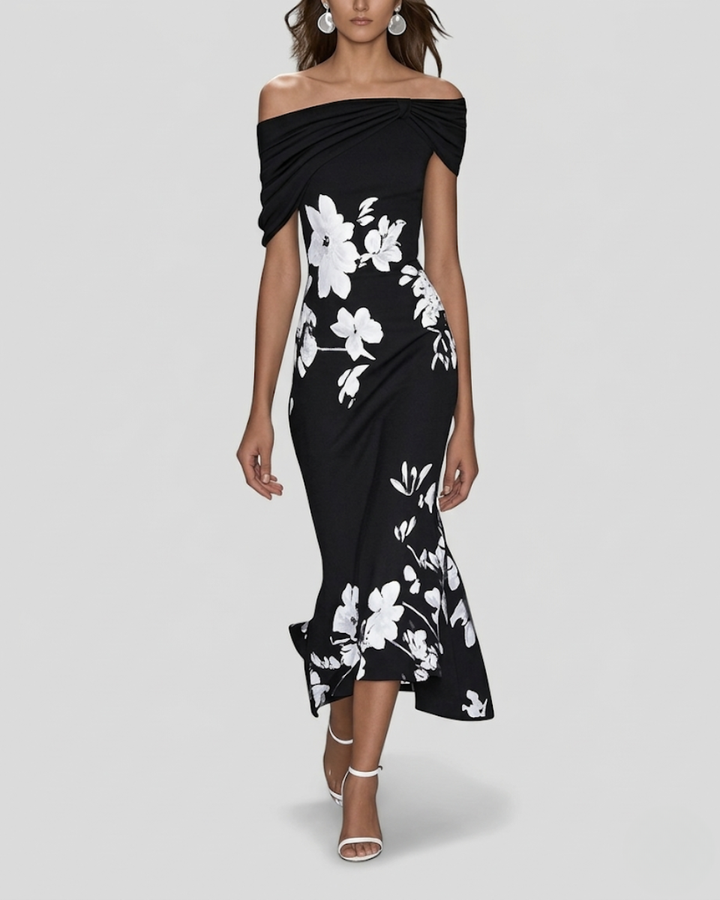 Off-Shoulder Floral Midi Dress