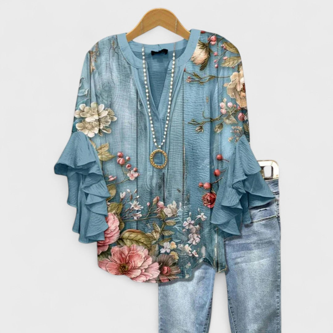 Lightweight Day Blouse - Floral Blue