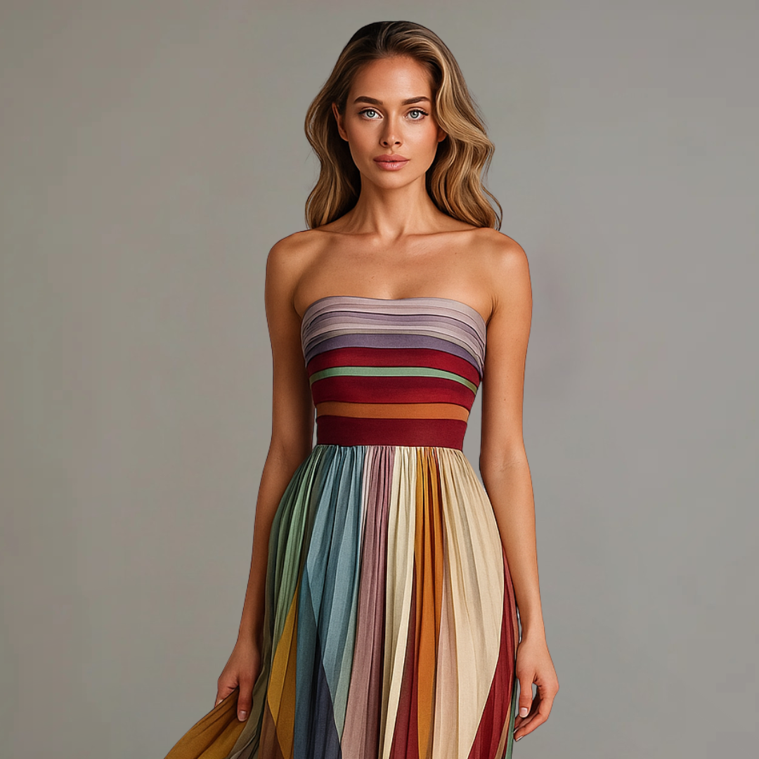 Pleated Glam Maxi Party Dress