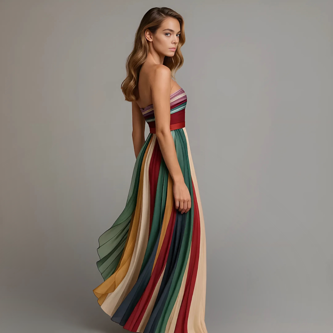 Pleated Glam Maxi Party Dress
