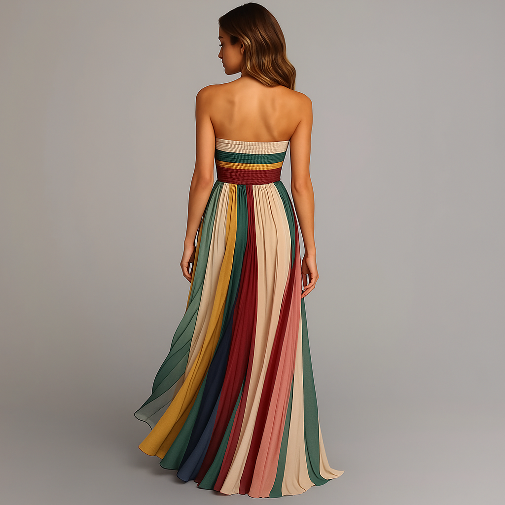 Pleated Glam Maxi Party Dress