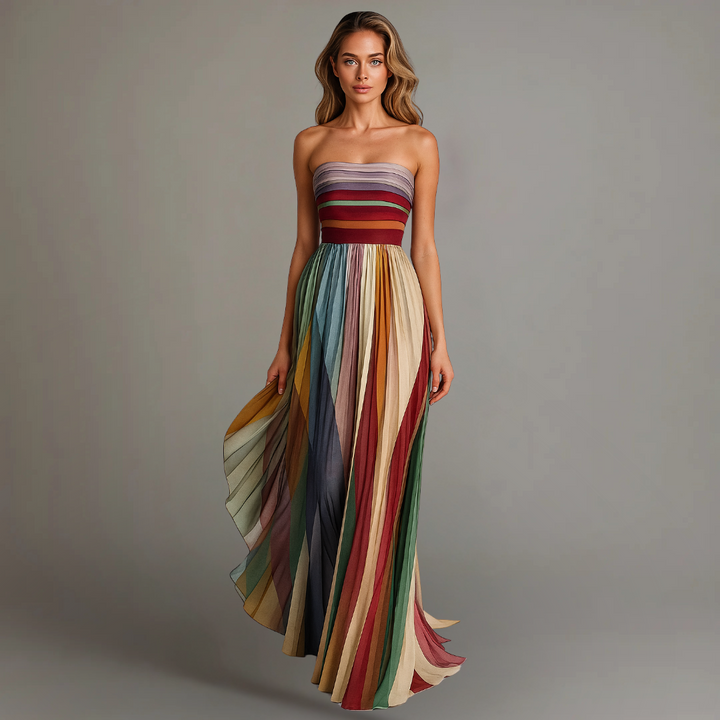 Pleated Glam Maxi Party Dress