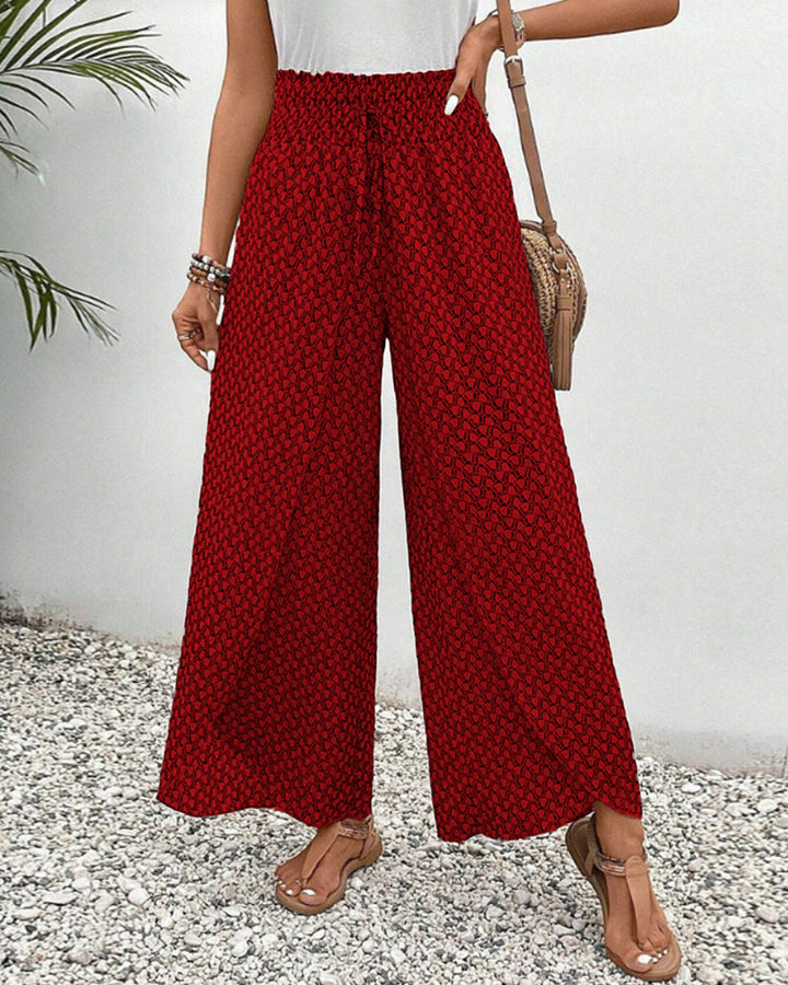 Relaxed Wide-Leg Trousers with Geometric Print