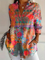 Women's Abstract Art Print Fall Blouse