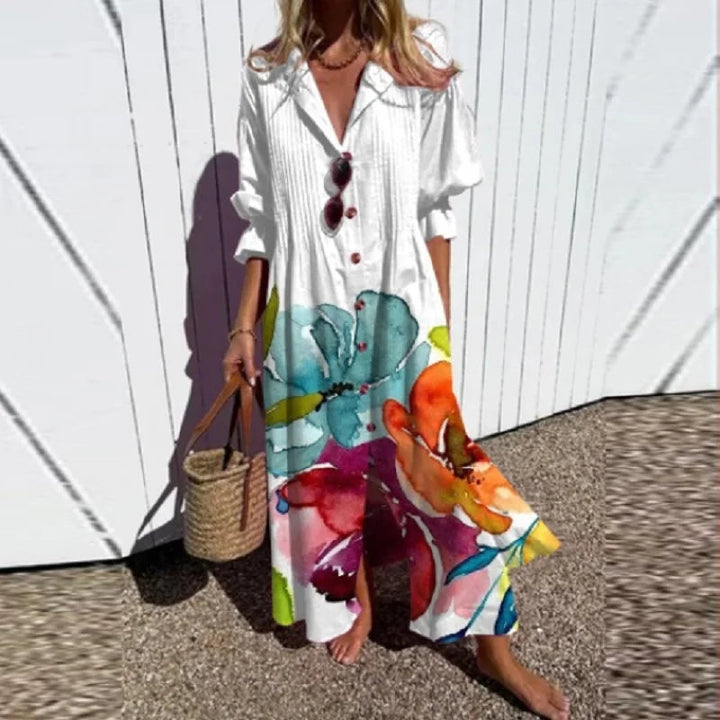 Boho Flowing Maxi Dress - White