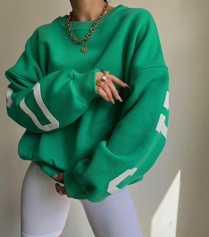 Women's crew neck sweatshirt in green