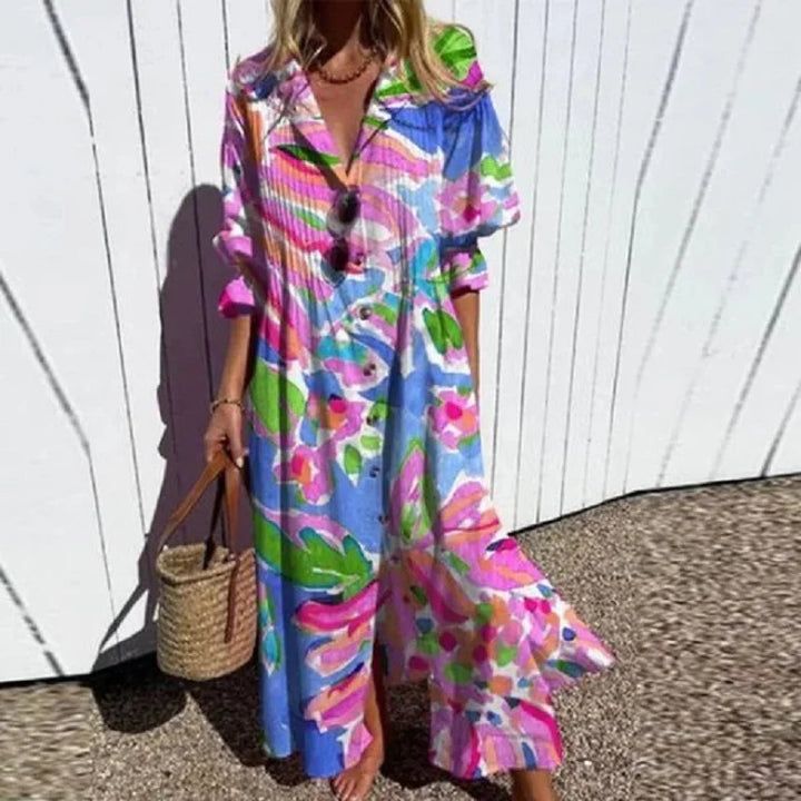 Boho Flowing Maxi Dress - Pink