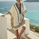 Women's Black and White Print Flowy Beach Dress