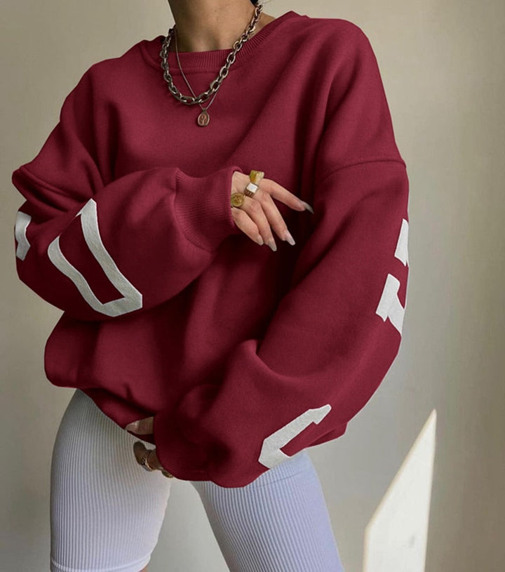 Women's crew neck sweatshirt in wine red