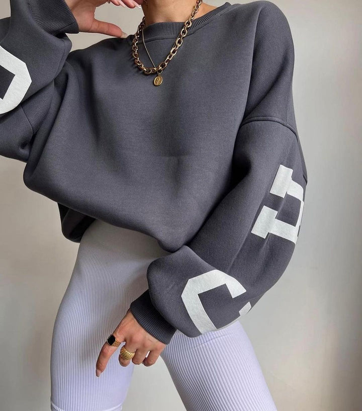 Women's crew neck sweatshirt in grey