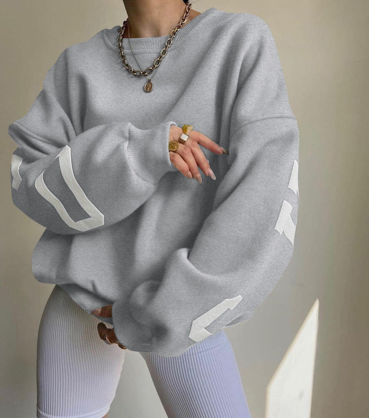 Women's crew neck sweatshirt in light grey