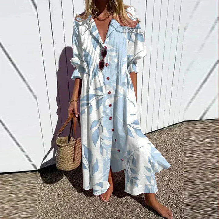 Boho Flowing Maxi Dress - Light blue