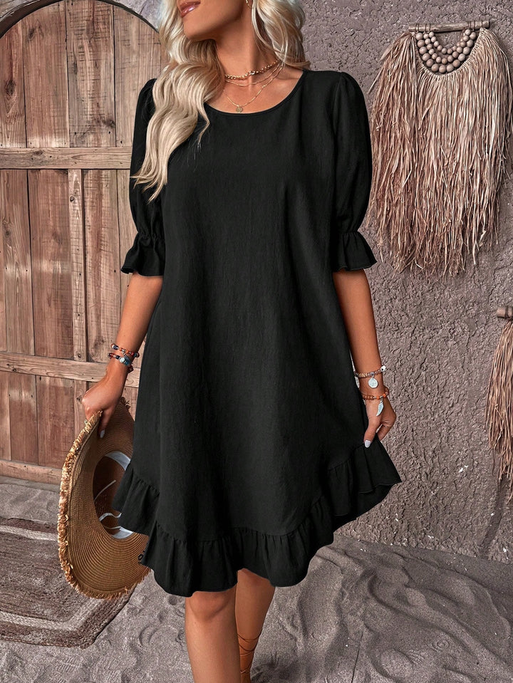 Tummy Covering Summer Dress - Black