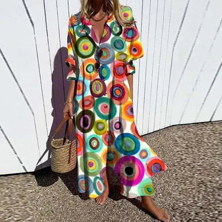 Boho Flowing Maxi Dress - Multi circles