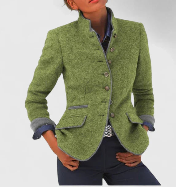Green button-front knit cardigan women
