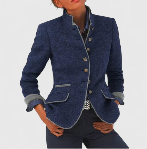 Blue button-front knit cardigan women