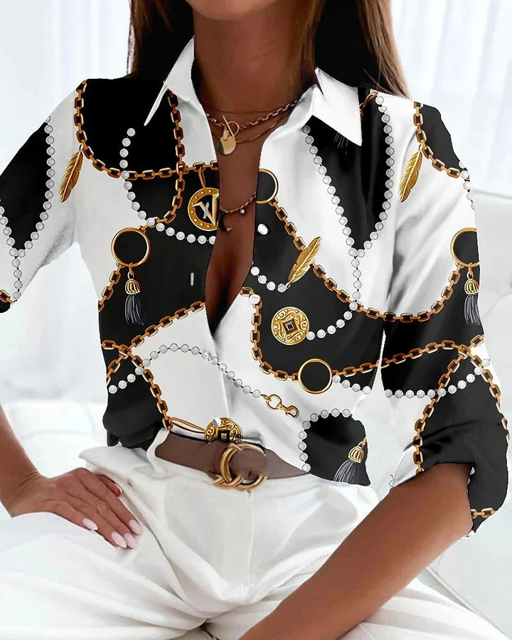 Contemporary Printed Blouse - Black