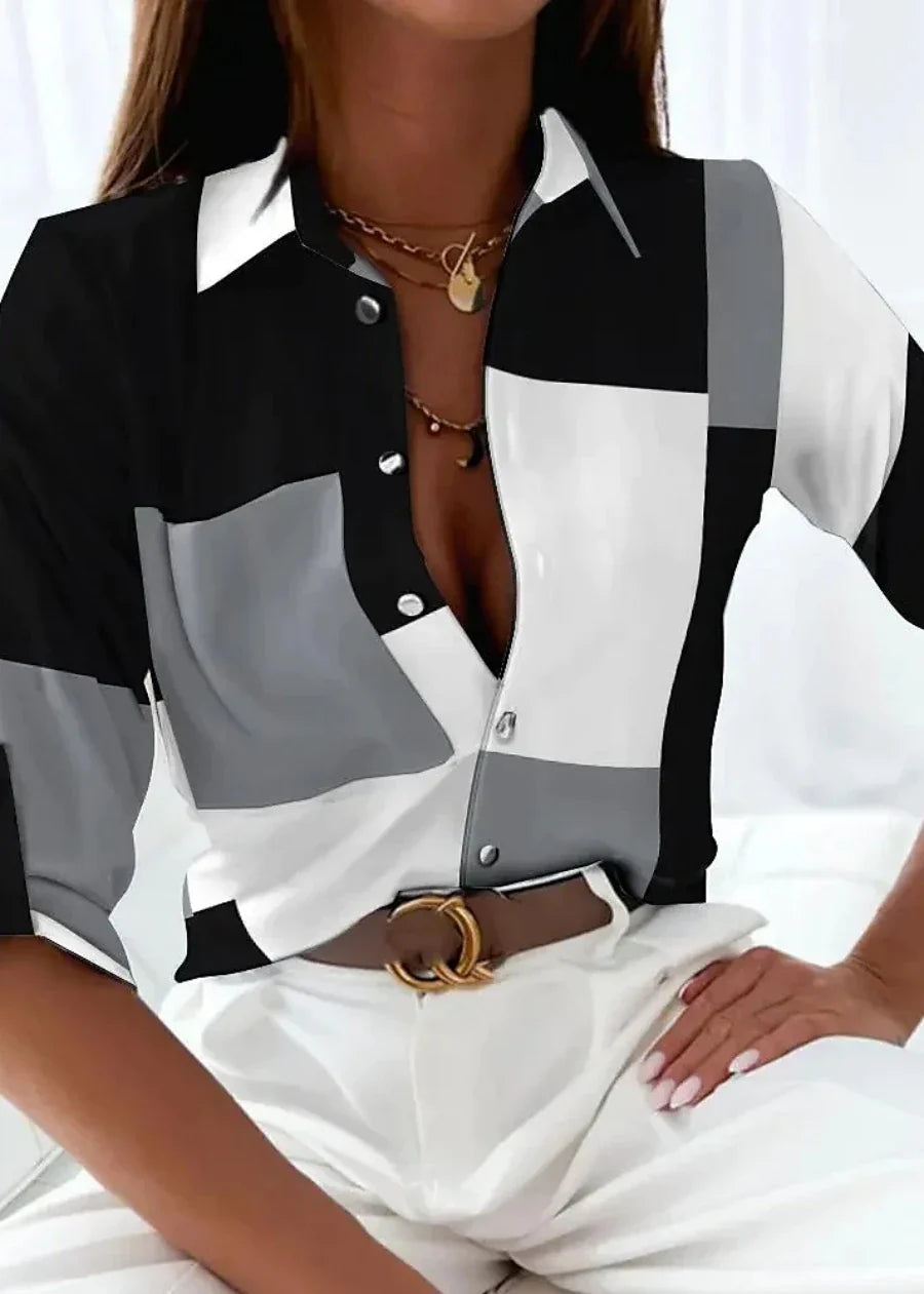 Contemporary Printed Blouse - Gray