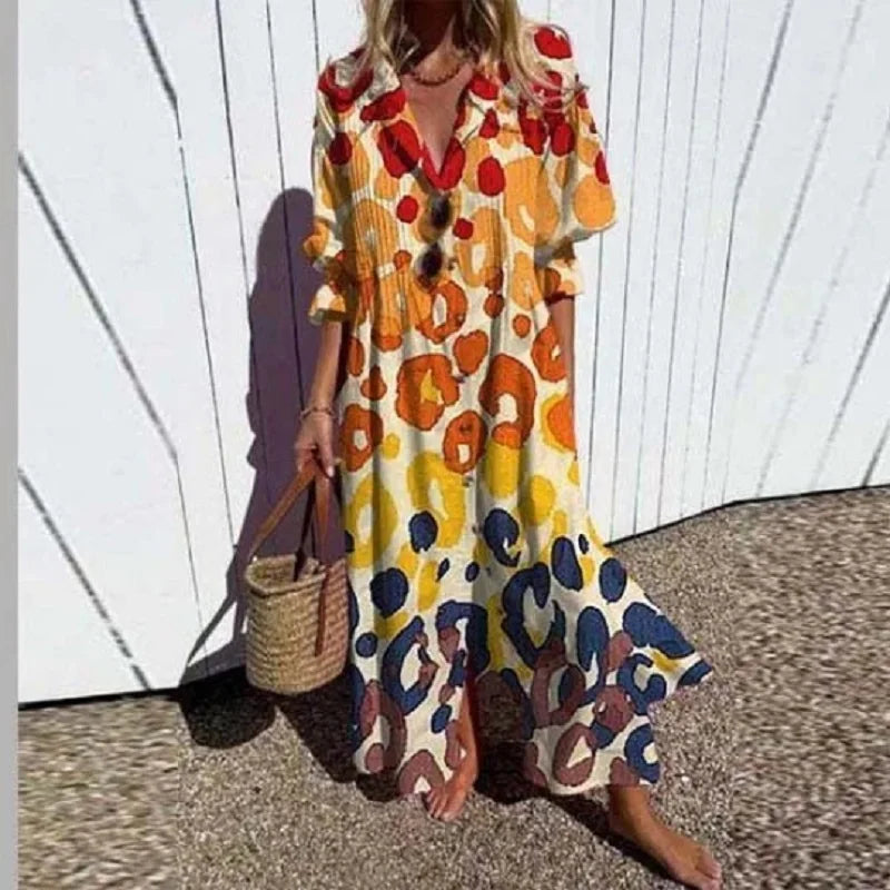 Boho Flowing Maxi Dress - Yellow