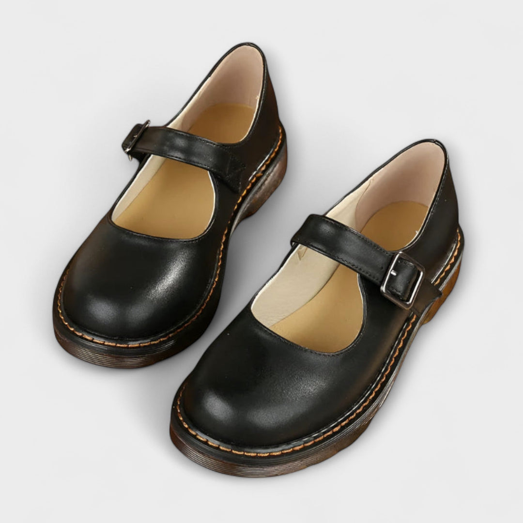 Elegant Buckle Mary Janes - Black