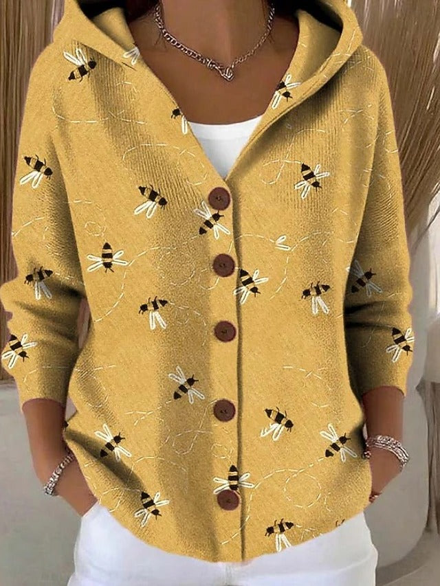 Women's longline open front knit cardigan in yellow