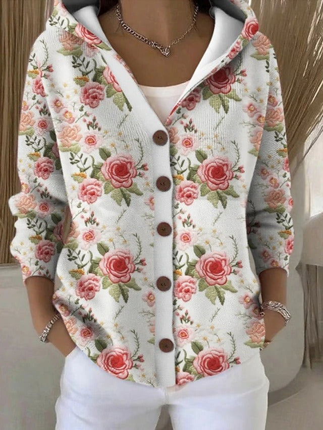 Women's longline open front knit cardigan in pink