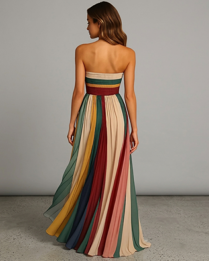 Strapless Pleated Maxi Dress