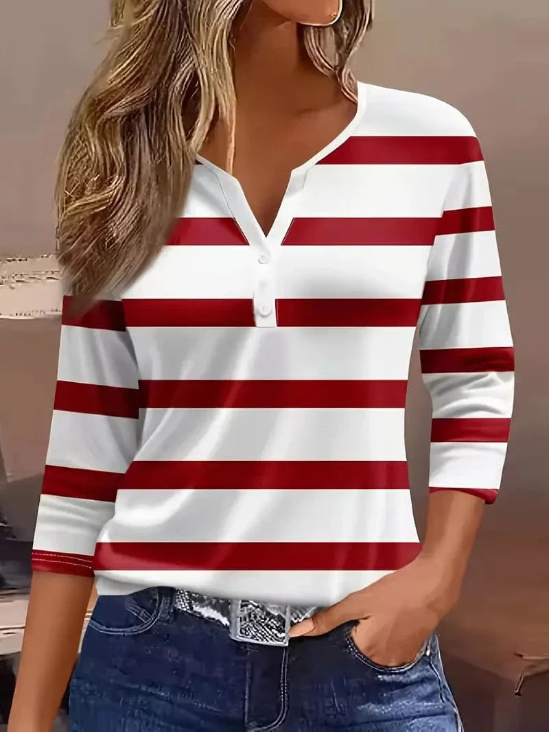 Striped V-Neck Top