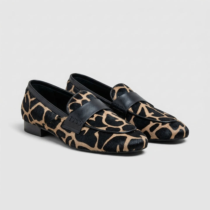 Women's Giraffe Print Penny Strap Loafer studio view