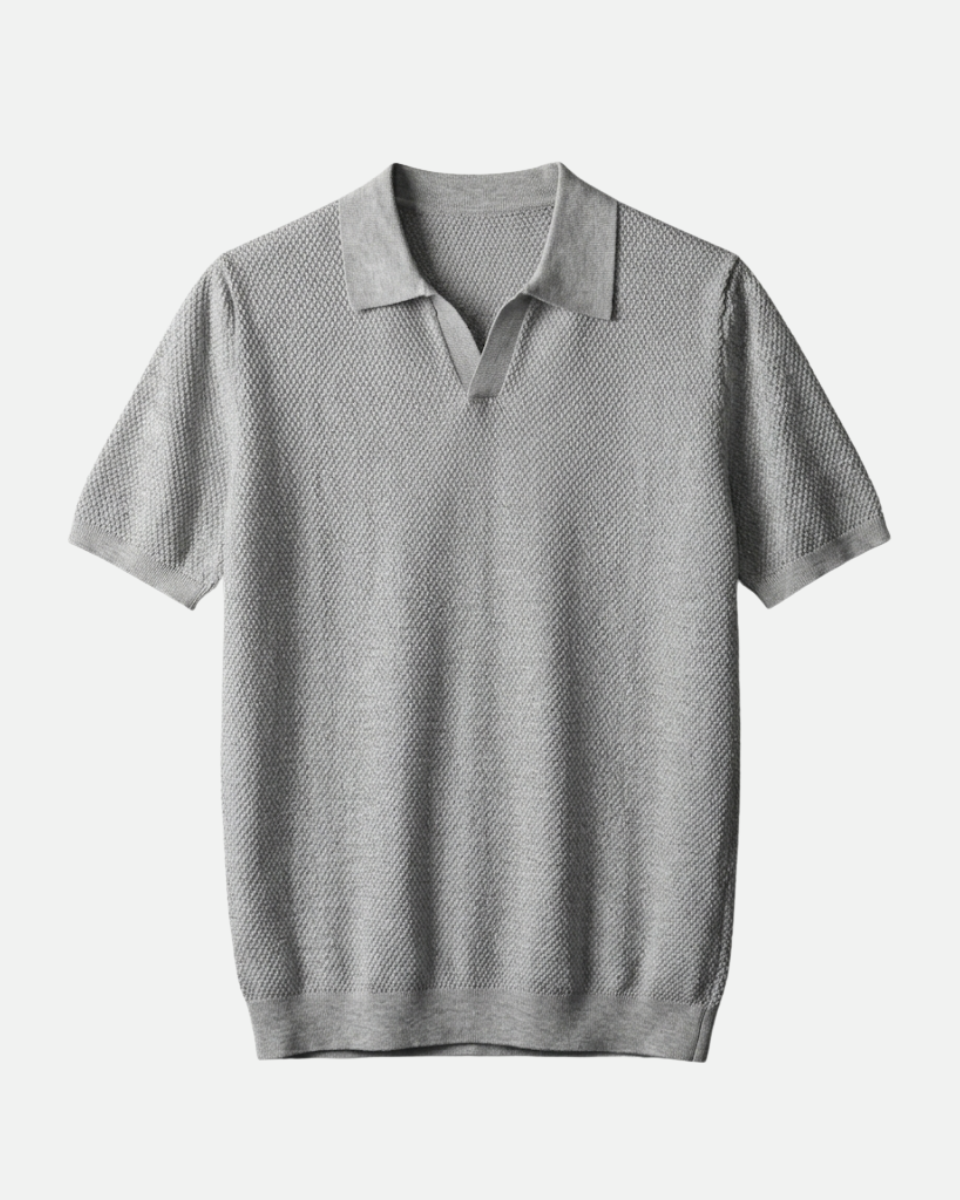 Textured Knit Polo Shirt with Modern Fit