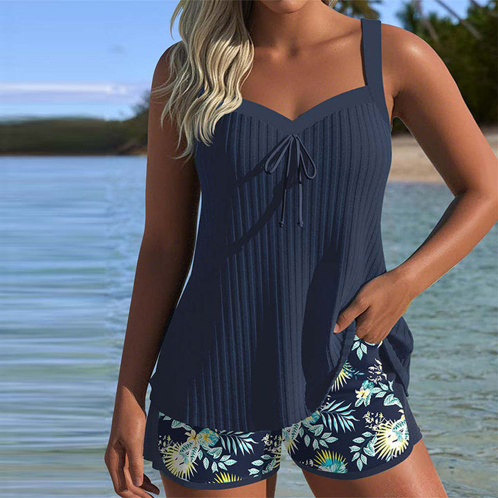 Tummy Control Striped Tankini