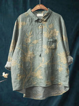 Women's Patterned Linen Shirt Everyday Fit