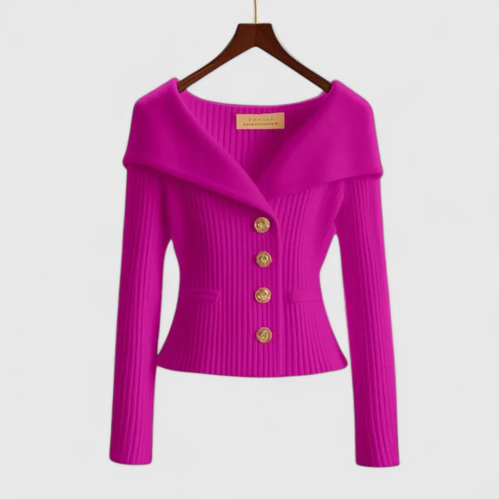 Elegant Open-Front Knit Cardigan - Pink
