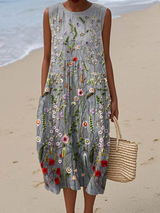 Women's Wildflower Embroidered Relaxed Midi Dress