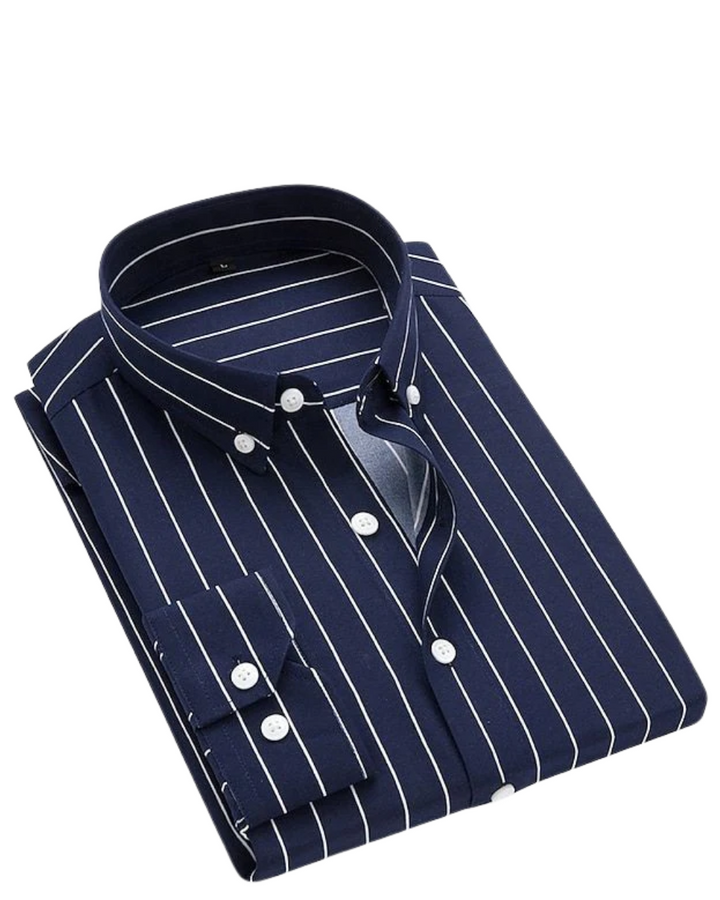 Striped Summer Cotton Shirt - Navy Blue
