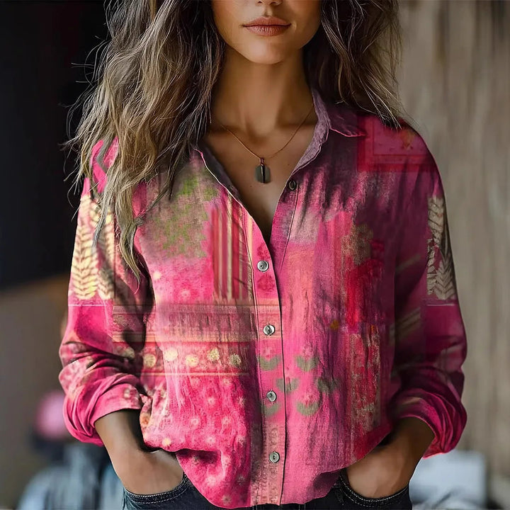 Vintage Floral Print Button-Down Shirt