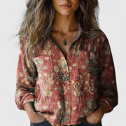Vintage Floral Print Button-Down Shirt